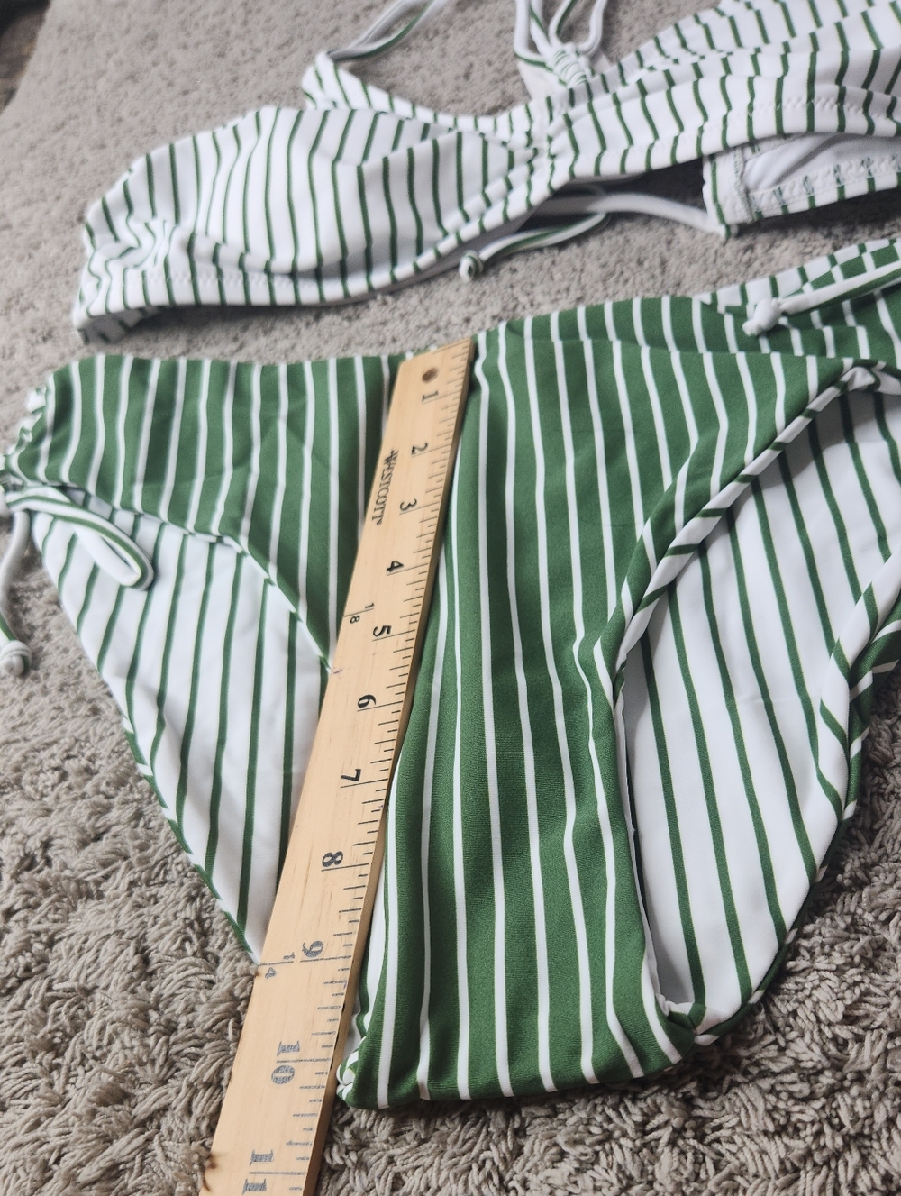 Women's Bikini Swim Suit With Reversible Bottom - Cupshe - Green & White - L - Picture 15 of 16